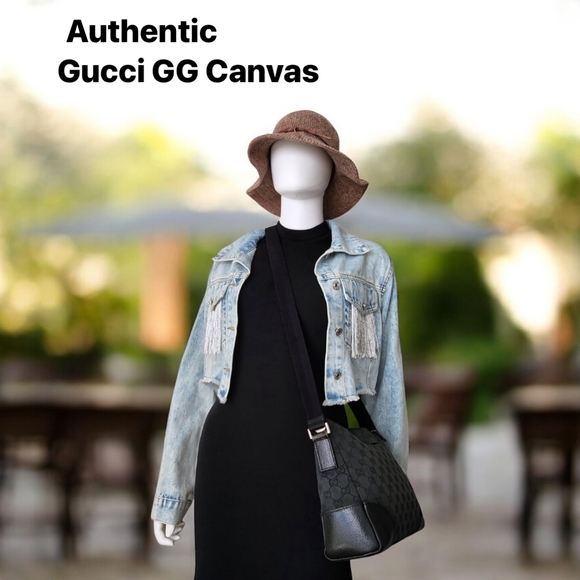 Gucci GG Canvas Black Shoulder Bag